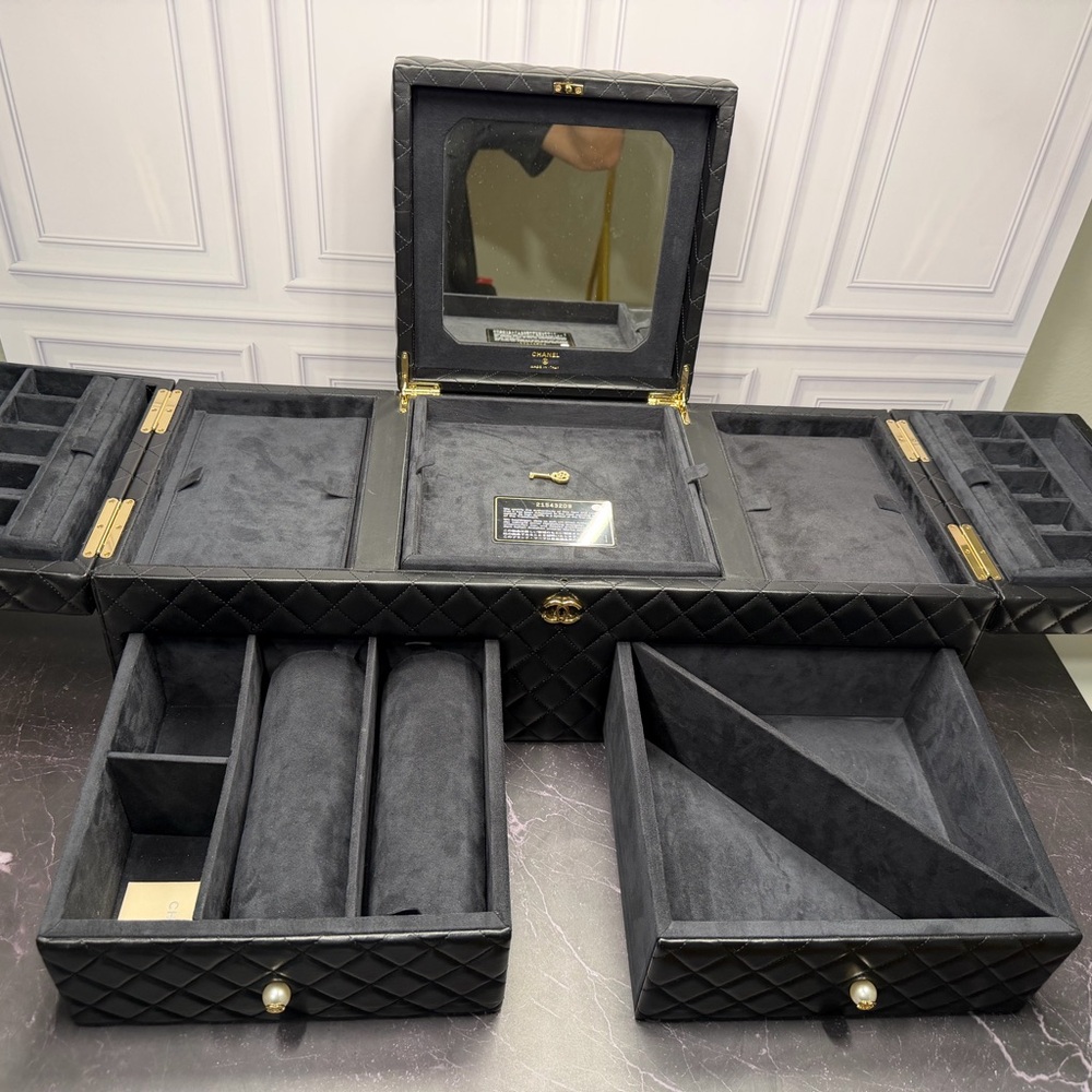 CHANEL Quilted Black Jewelry Case